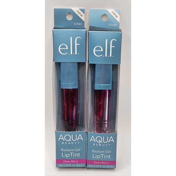 ELF Aqua  Beauty Radiant Gel Lip Tint #57041 Dewy Berry Lot Of 2 NIB Sealed - Picture 1 of 2